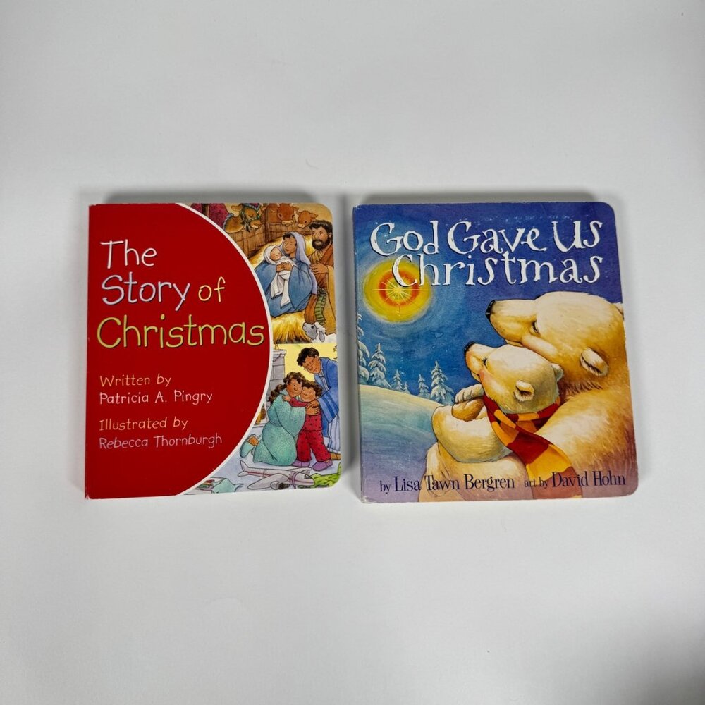 Lot 2 Christmas Board Books God Gave Us Christmas + The Story‎ of Christmas Kids